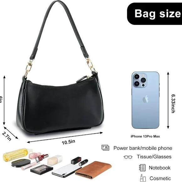 Shoulder Bag for Women with 2 Removable Straps and Zipper Closure Crossbody Bags - Picture 4 of 7